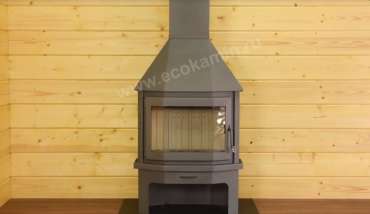 Печь-камин со стеклом Бавария Мюнхен пристенно-угловой графит фото в Витебске