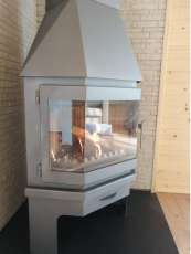 Стальной камин Мюнхен угловой графит фото с боку в Витебске