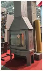 Стальной камин Бавария Мюнхен со стеклом угловой чёрный (без перемычки) фото в Витебске