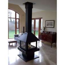 Стальной большой камин со стеклами Эклипс островной 4D графит фото в Витебске