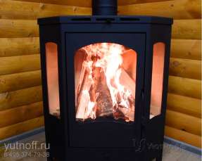 Стальной камин со стеклами Бавария панорама угловая фото в Витебске