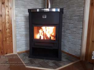 Недорогой камин со стеклом и дровницей Теплодар ОВ-140 (угловой) фото в Витебске