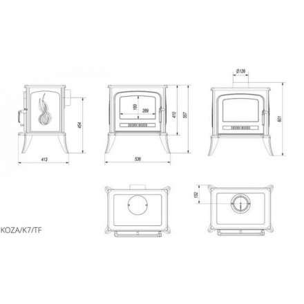 Купить Печь-камин чугунный Kratki Koza K7 с турбиной в Витебске Амазонка бай фото в Витебске