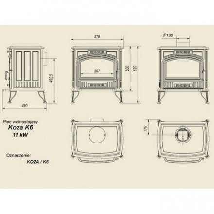 Отопительная печь Kratki Koza/K6 (декор дверцы) Амазонка бай фото в Витебске