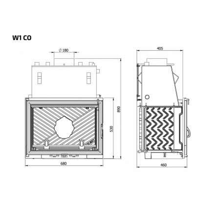 Каминная топка Kawmet W1CO 18,7 кВт с водяным контуром в Витебске