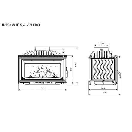 Каминная топка Kawmet W15 STANDARD 9,4 кВт EKO в Витебске