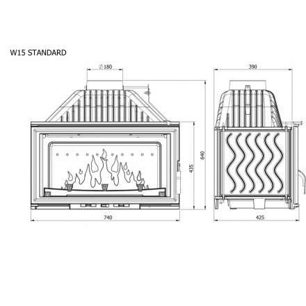 Каминная топка Kawmet W15 STANDARD 12 кВт в Витебске