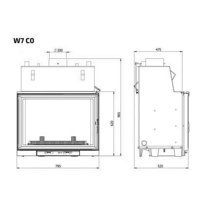 Каминная топка Kawmet W7CO 25,3 кВт с водяным контуром в Витебске