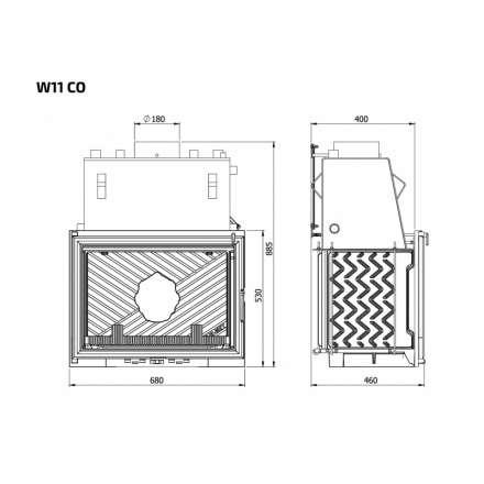 Каминная топка Kawmet W11CO 18 кВт с водяным контуром в Витебске