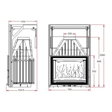 Каминная топка Invicta 700 Grand Angle с подъёмом в Витебске