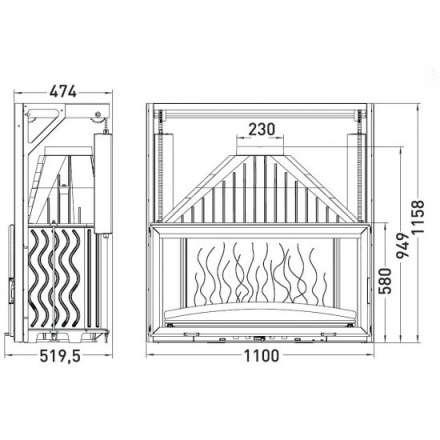 Каминная топка Invicta 1100 Grand Vision с подъёмом в Витебске