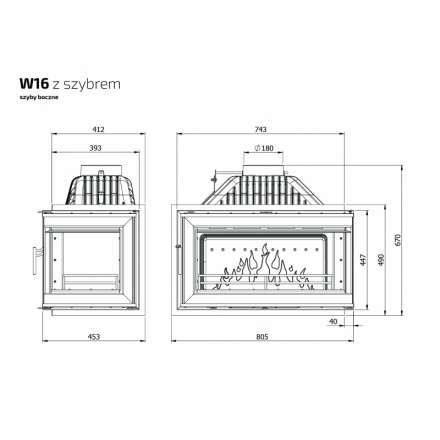 Каминная топка Kawmet W16PB 14,7 кВт в Витебске