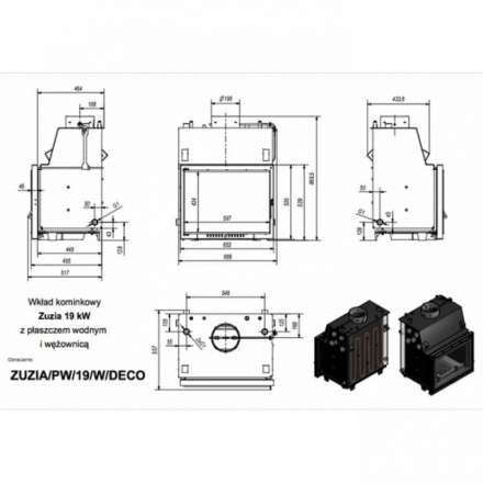 Каминная топка Kratki Zuzia/PW/19/W/DECO в Витебске