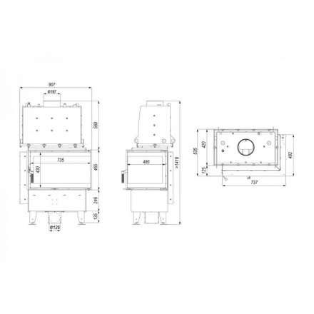 Каминная топка Defro Home RIVA SM BL SHORT угловая, с водяным контуром в Витебске