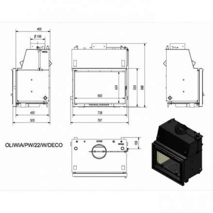 Каминная топка Kratki OLIWIA/PW/22/W/DECO в Витебске