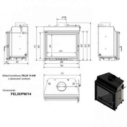Каминная топка Kratki Felix/PW/14/W в Витебске