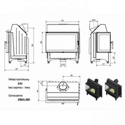 Каминная топка Kratki Zibi/L/BS (угловое стекло слева) в Витебске
