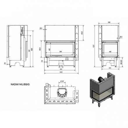 Каминная топка Kratki NADIA/14/L/BS/G в Витебске