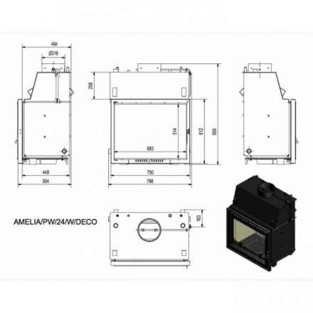 Каминная топка Kratki Amelia/PW/24/W/DECO (змеевик) в Витебске