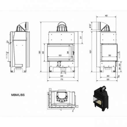 Каминная топка Kratki MBM/L/BS в Витебске