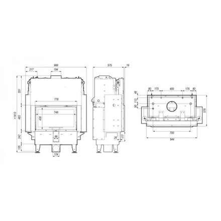 Каминная топка Defro Home RIVA ME G SHORT с водяным контуром и подъемом стекла вверх в Витебске