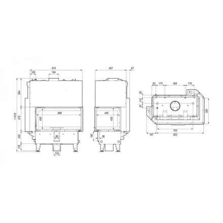 Каминная топка DEFRO HOME RIVA ME BL G SHORT угловая с водяным контуром и подъемом стекла вверх в Витебске