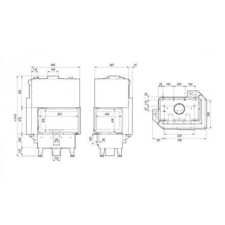 Каминная топка DEFRO HOME RIVA SM BL G SHORT угловая с водяным контуром и подъемом стекла вверх в Витебске