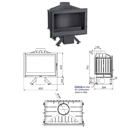 Каминная топка Ferguss FG17 с подводом воздуха извне и шибером в Витебске