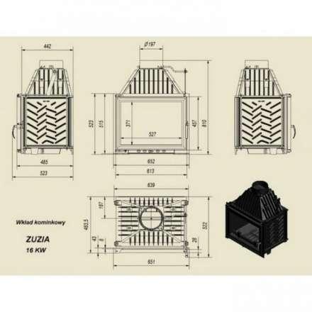 Каминная топка Kratki Zuzia/GLASS (двойное стекло) в Витебске
