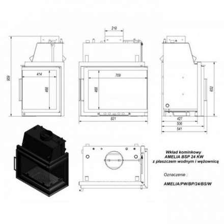 Каминная топка Kratki Amelia/PW/BP/24/BS/W в Витебске