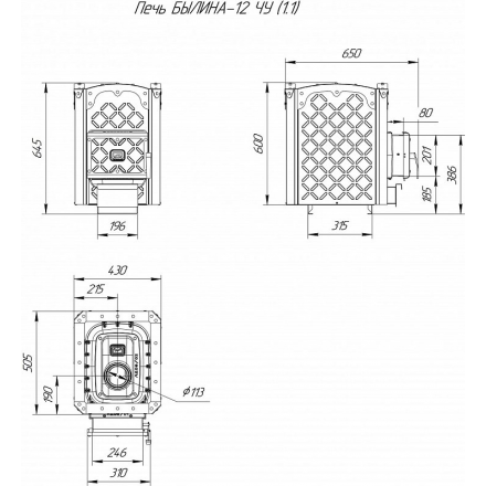 Печь для бани Теплодар Былина-12 ЧУ (1.1) в Витебске